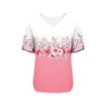 thumbnail image 5 of DeHolifer Womens T-Shirts V-Neck Casual Printed Short Sleeve Summer Casual Loose Tees Tops Pink XL, 5 of 7