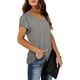 thumbnail image 3 of Camisetas casuales de verano con cuello en V y mangas de pétalos para mujer, 3 of 5