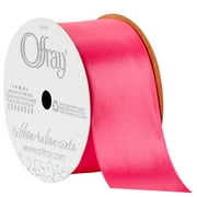 Offray Ribbon, Shocking Pink 1 1/2 inch Single Face Satin Polyester Ribbon, 12 feet