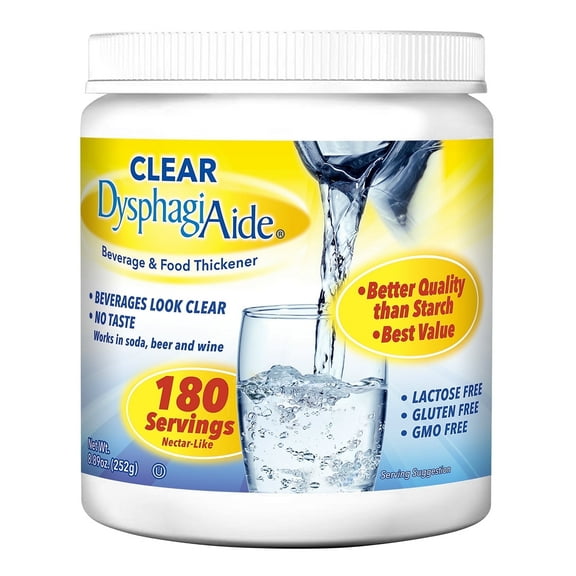 DysphagiAide Water Drink Thicken Fluid Nectar Instant Swallowing Dysphagia Consistency Powder, 180 Servings, 8.89 oz Jar