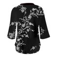 thumbnail image 5 of Xuemjiao T Shirts for Women Women's 3/4 Sleeve Blouses Tops V Neck Casual Dressy Double Mesh Loose Fit Tunic Shirts Women Blouses Casual Womens Tops Blusa Mujer (Black2,XXL), 5 of 5