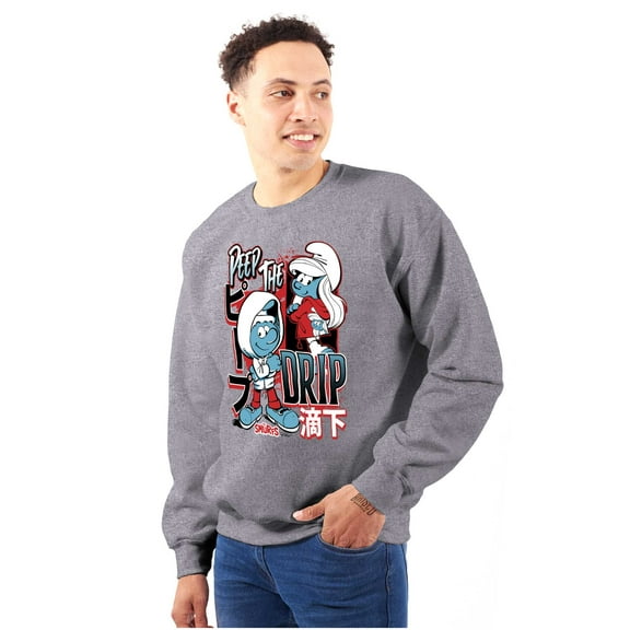 The Smurfs Kanji Peep The Drip Unisex Plus Size Sweatshirt Brisco Brands 2X