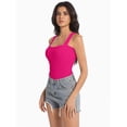 thumbnail image 5 of Women's 3 Piece Bodysuits Sexy Ribbed Strappy Square Neck Sleeveless Tummy Control Tank Tops Bodysuits, 5 of 6