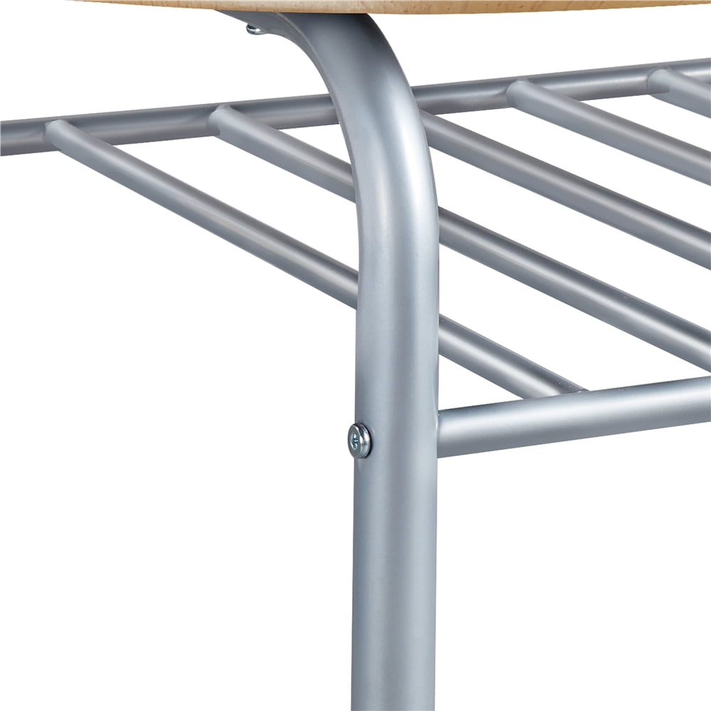 Renwick 3-Piece Round Dining Table Set Kitchen Table Set with Storage Rack, Natural