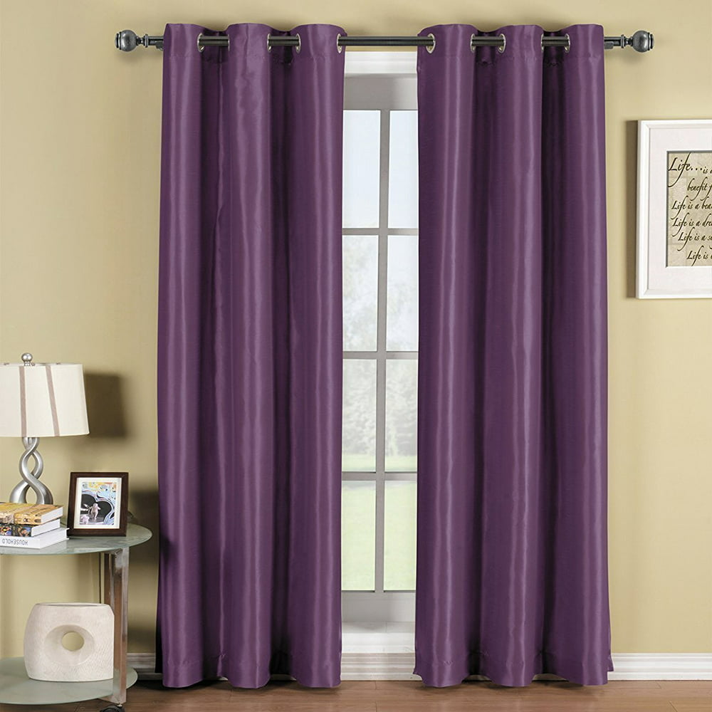 Angel Solid Grommet Blackout Panel Curtain Thermal - 108 Inch - Purple