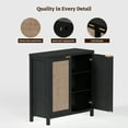 thumbnail image 3 of SICOTAS 34.3"W Rattan Sideboard Buffet Cabinet Set of 2, Kitchen Credenzas with 2 Doors & Adjustable Shelves, Console Table with Storage Cabinets for Living Dining Room, Black Oak, 3 of 10