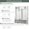 thumbnail image 4 of EUROCO Hall Tree with Bench and Shoe Storage,Hallway Coat Rack with Metal Black Hooks,60" W Entryway Bench  Hall Tree with Ample Storage Space  for Entryway Living Room Hallway, White, 4 of 6