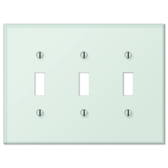 Amerelle Acrylic Glass Tile Triple Switch Wall Plate Cover Mint White