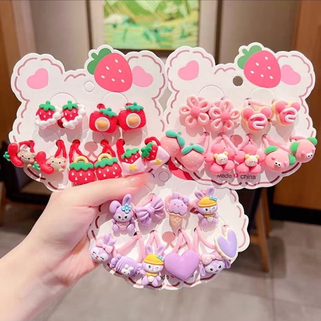 Set de accesorios para el cabello para niños, diseño de oso de fresa (3 unidades)