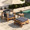 thumbnail image 2 of Outdoor Lounge Set with Chair & Ottoman | Ideal for Patios, Balconies & Gardens | Premium Weather - Resistant Acacia Wood | Plush Cushions for Comfort, 2 of 6