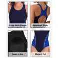 thumbnail image 2 of ANFERRY Women's One Piece Swimsuit Tummy Control High Cut Bathing Suit Color Block Racerback Sporty Swimwear, 2 of 8