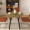 thumbnail image 4 of PAPROOS 35" Round Dining Table for 4, Kitchen Table, Dining Room Table with Thickened Wooden Tabletop and Metal Legs, Small Dining Table for kitchen, Breakfast Nook, Brown (only table), 4 of 9