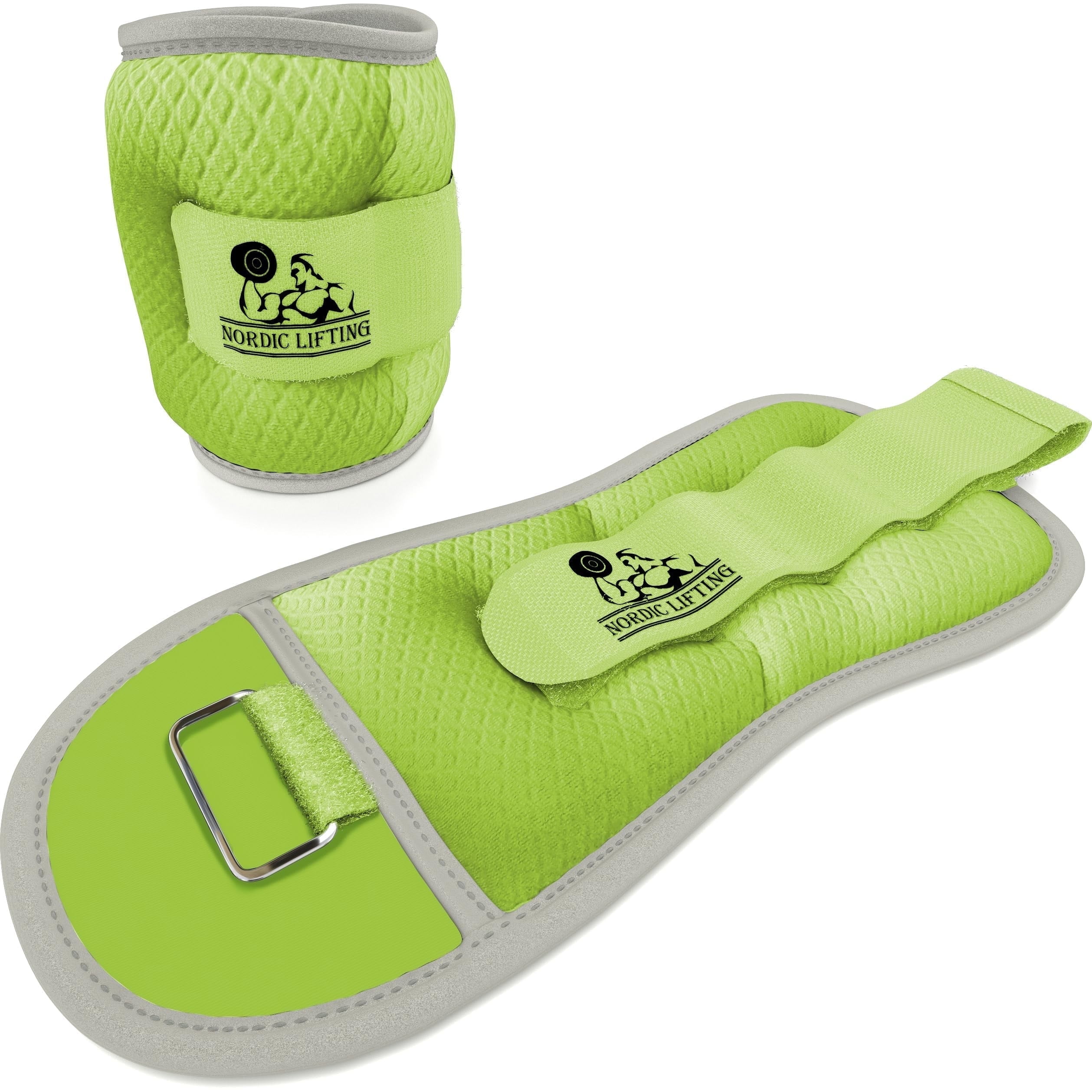 Nordic Lifting Adjustable Ankle/Wrist Weights (1 Pair) – For Women, Men & Kids - Green, 5lbs