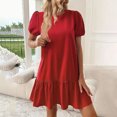 thumbnail image 2 of ATENAR Dresses for Women Casual Lightweight Dresses Solid Color Dress Red XL, 2 of 9