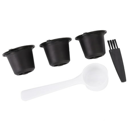 

3Pcs Household Reusable Coffee Capsules Filter Refillable Capsules Cup Fit for Nespress (Black)