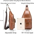 thumbnail image 4 of BULLCAPTAIN Bolso Cruzado de Cuero Genuino para Hombre, Mochila Cruzada con Correa Ajustable, Cierre de Zíper, Marrón, 4 of 7