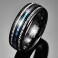 thumbnail image 4 of 8mm Black Tungsten Rings with Abalone Shell Imitated Meteorite Inlay Wedding Bands, 4 of 6