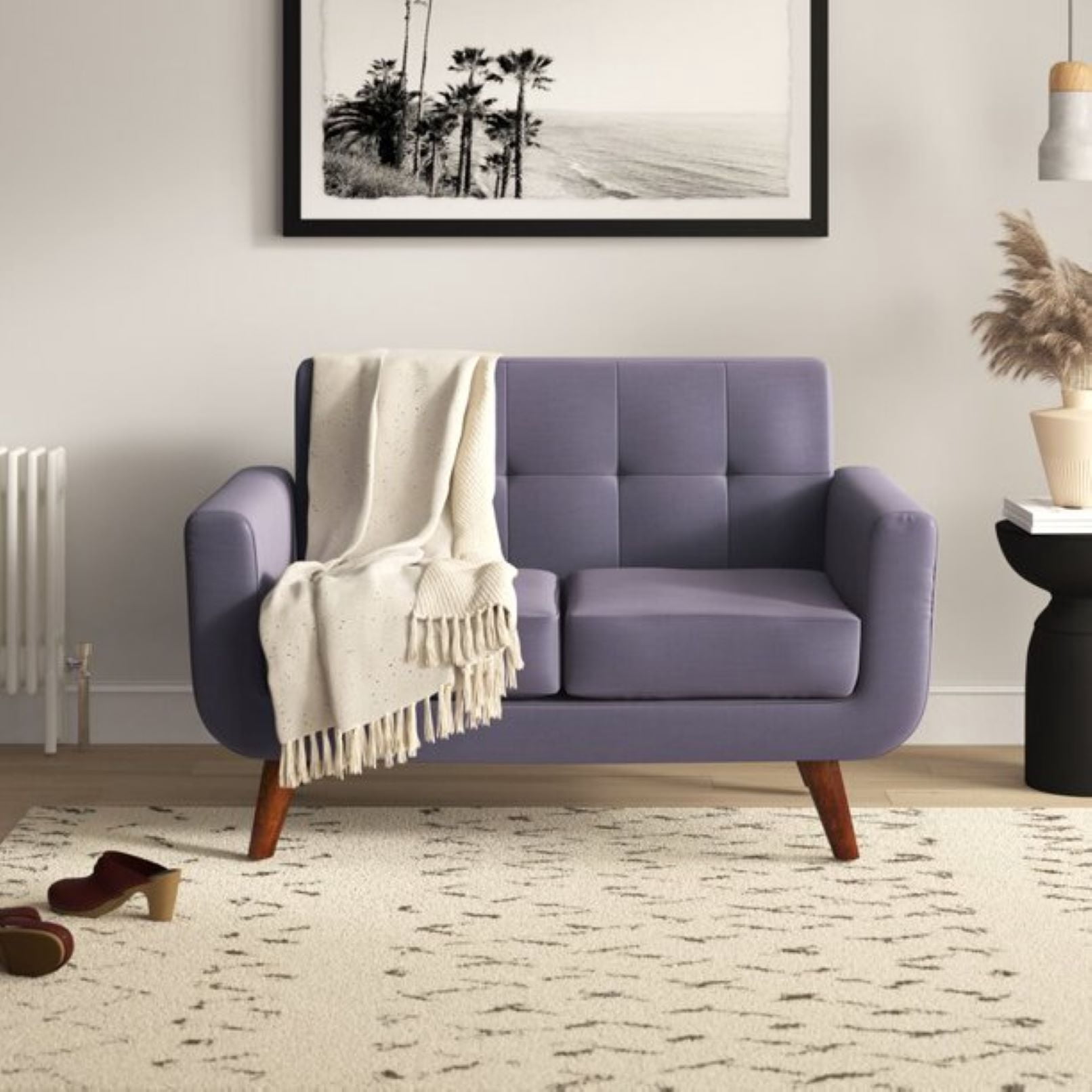 Uspridefurniture Zohaib 51'' Linen Square Arm Loveseat-Gray