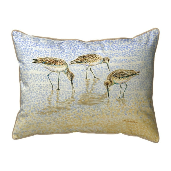 Betsy Drake SN1367 11 x 14 in. Willet Sandpipers Feeding Indoor & Outdoor Pillow - Small