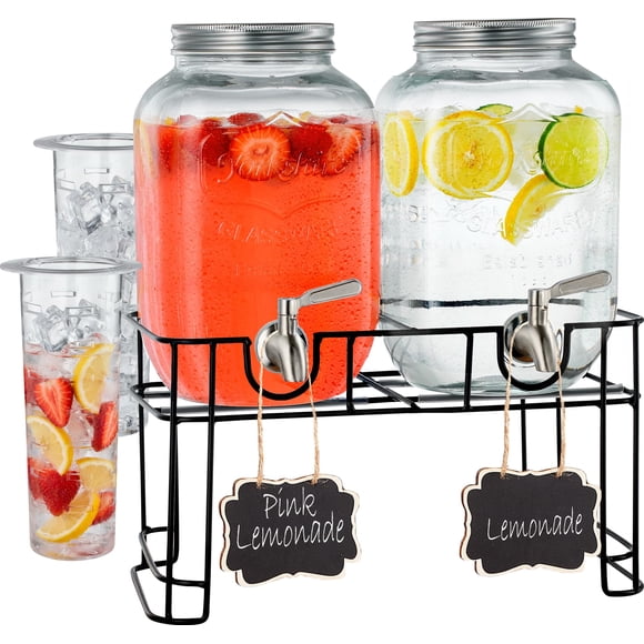 Set de 2 dispensadores de bebidas de vidrio de 1 galón FineDine