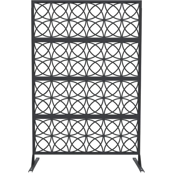 Sunvasagoo Metal Privacy Screen Panels 46"x71", Freestanding Garden Divider, Black