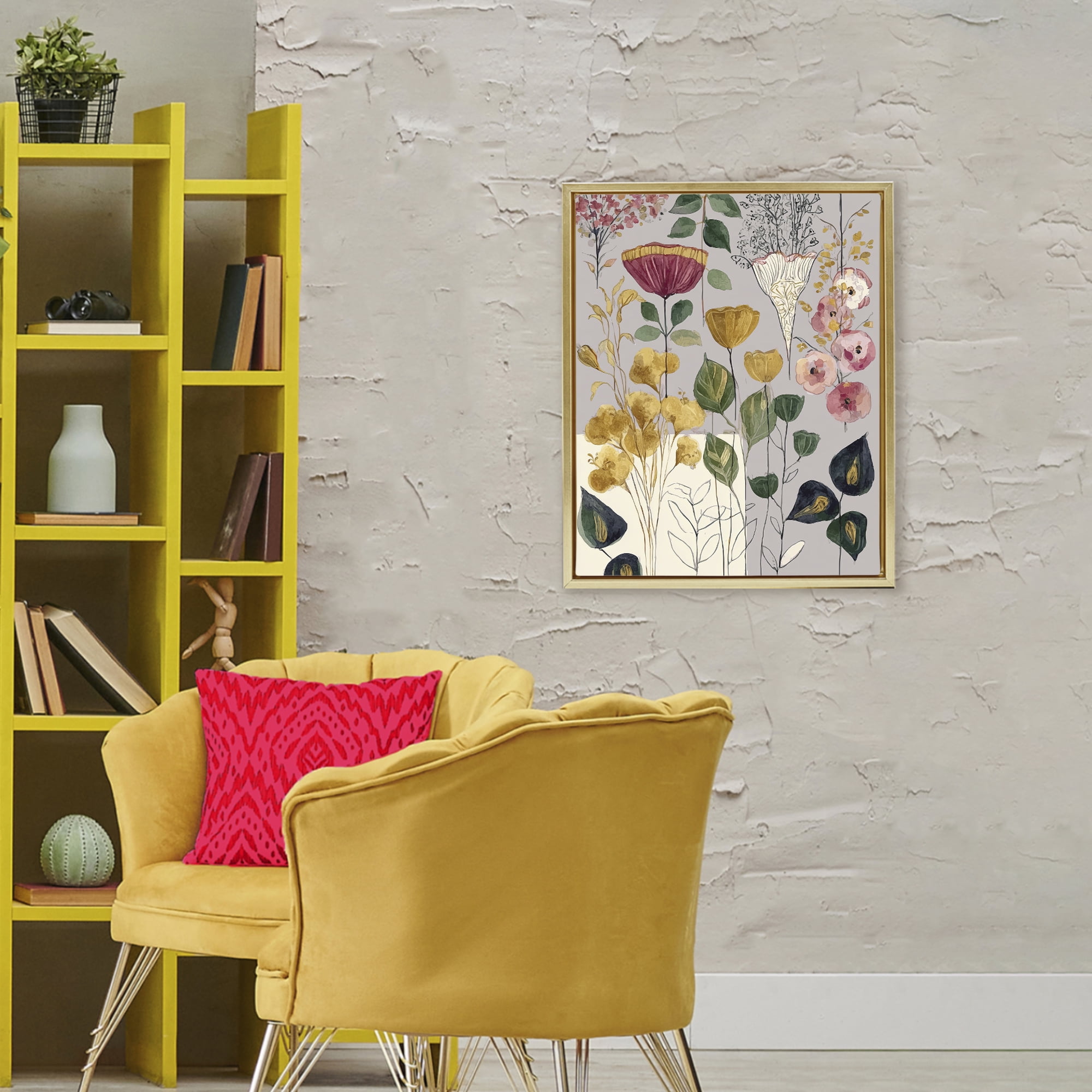 Playful Assumptions Foliage Gold Framed Floater Canvas Wall Art, design by Annabelle Hall