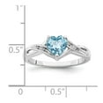 thumbnail image 2 of White Sterling Silver Ring Band Gemstone Diamond Round Swiss Blue Topaz Heart, 2 of 2