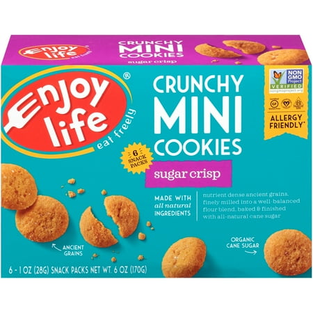 (2 Pack) Enjoy Life Foods Gluten Free, Allergy Friendly Crunchy Sugar Crisp Mini Cookies, 1 oz, 6