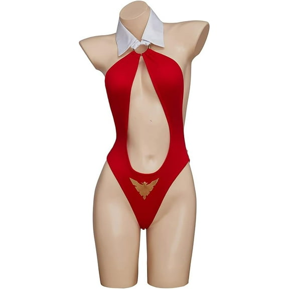Women's Vampirella Outfits Bodysuit One Piece Bikini Suit Sexy Halloween Vampire Jumpsuit