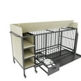 thumbnail image 3 of Noaman Large Pet Cage with Storage Rack & Drawers, 57.08x23.60x33.40in, Iron Frame & MDF, Stainless Steel Food/Water Basin, 6 Rollers, Sturdy & Practical for Pets (Black+Beige), 3 of 35