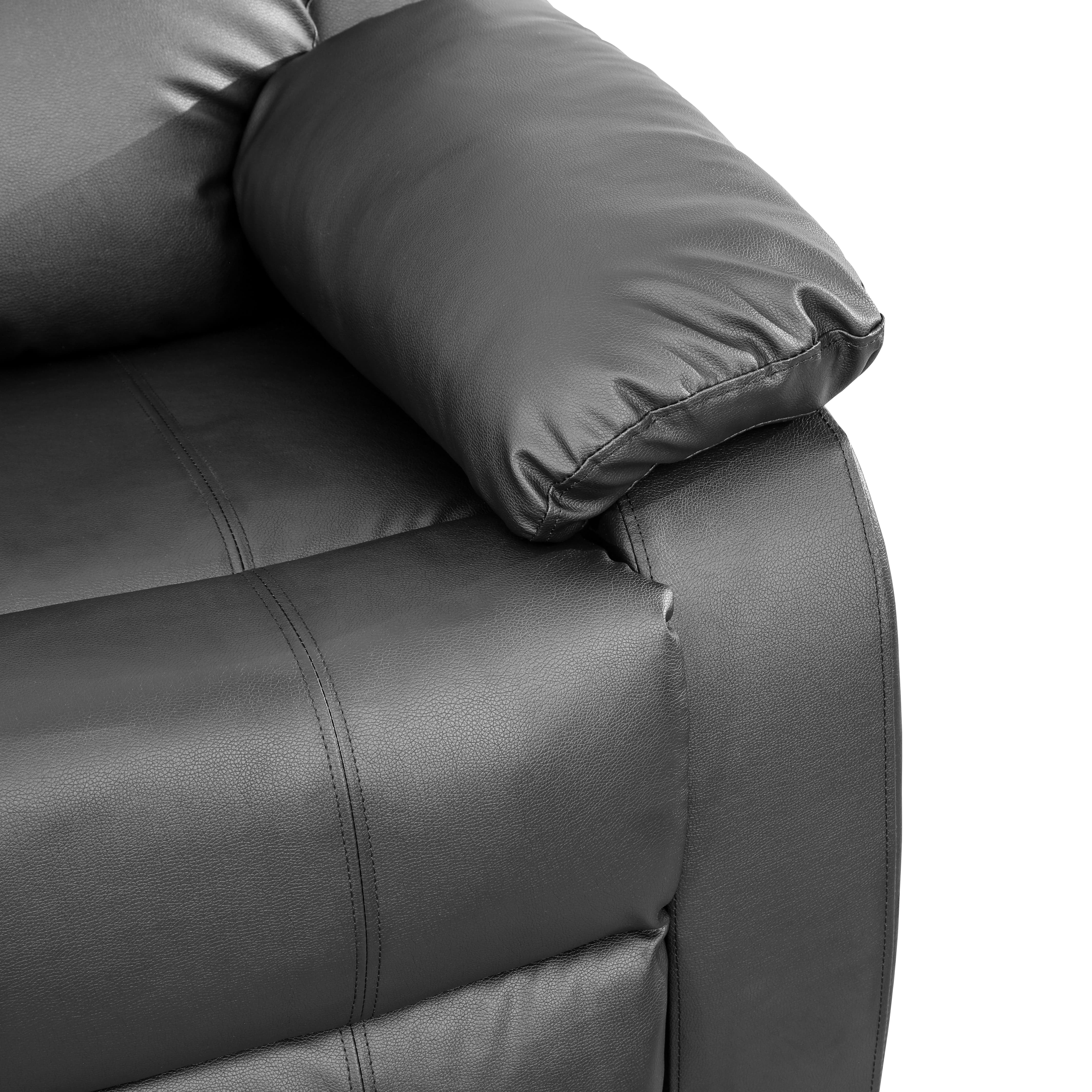 MAYEERTY Power Recliner Sofa, Breathable Leather Reclining Loveseat Sofa with Storage & Reversible Table for Living Room, Black