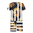thumbnail image 4 of TIMIFIS Tenues 2 Pcs pour Hommes 4 Juillet Été Décontracté Imprimé Drapeau USA Col Rond Manches Courtes et Shorts - Printemps/été, 4 of 5