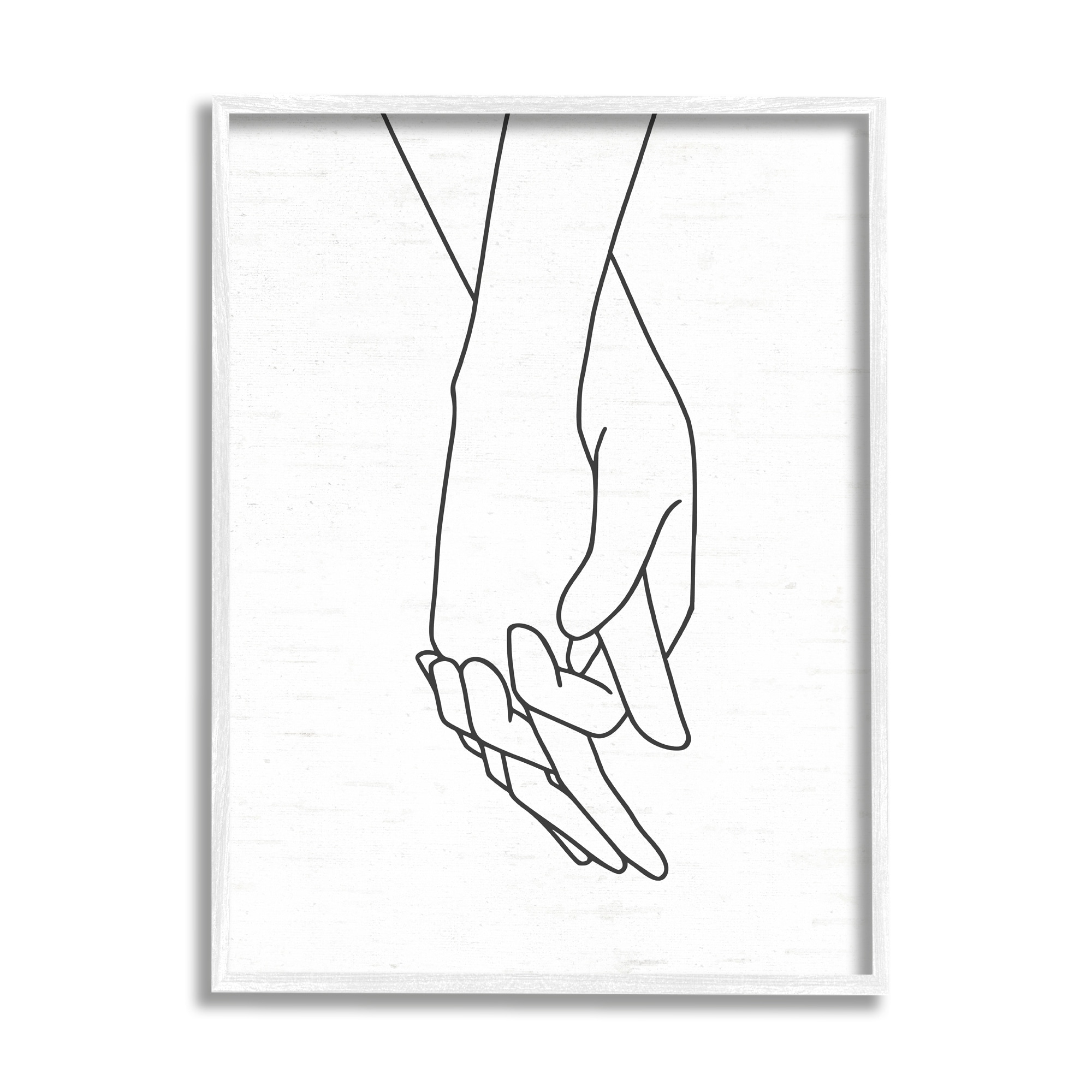 Stupell Industries Romantic Holding Hands Outline Drawing Loving Couple Graphic Art White Framed Art Print Wall Art, Design by Lettered and Lined