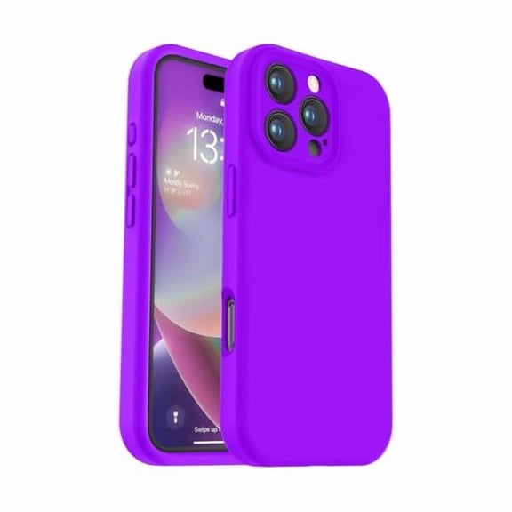 Eryueer Compatible with iPhone 16 Pro Case, Liquid Silicone Upgrade [Camera Protection] [Soft Anti-Scratch Microfiber Lining] Shockproof Phone Case for iPhone 16 Pro 6.3 inch - Neon Purple