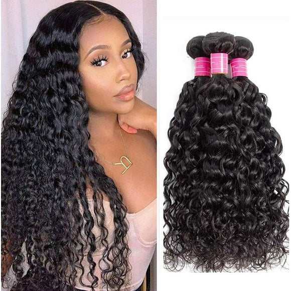 GFDYREE Brazilian Water Wave Virgin Hair 4 Bundles 100% Unprocessed Human Hair Extensions Curly Wave Bundles Wet and Wavy Human Hair 10A Water Wave Hair 4 Bundles Remy Virgin Water Wave Huma