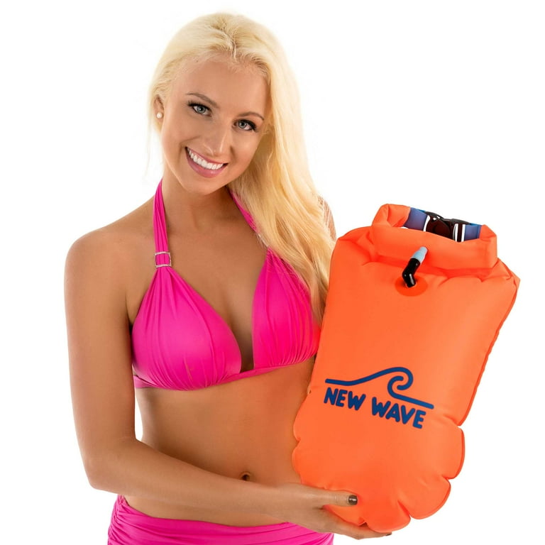 New Wave Safety Swim Buoy - 20L Orange Drybag - Boat Flotation