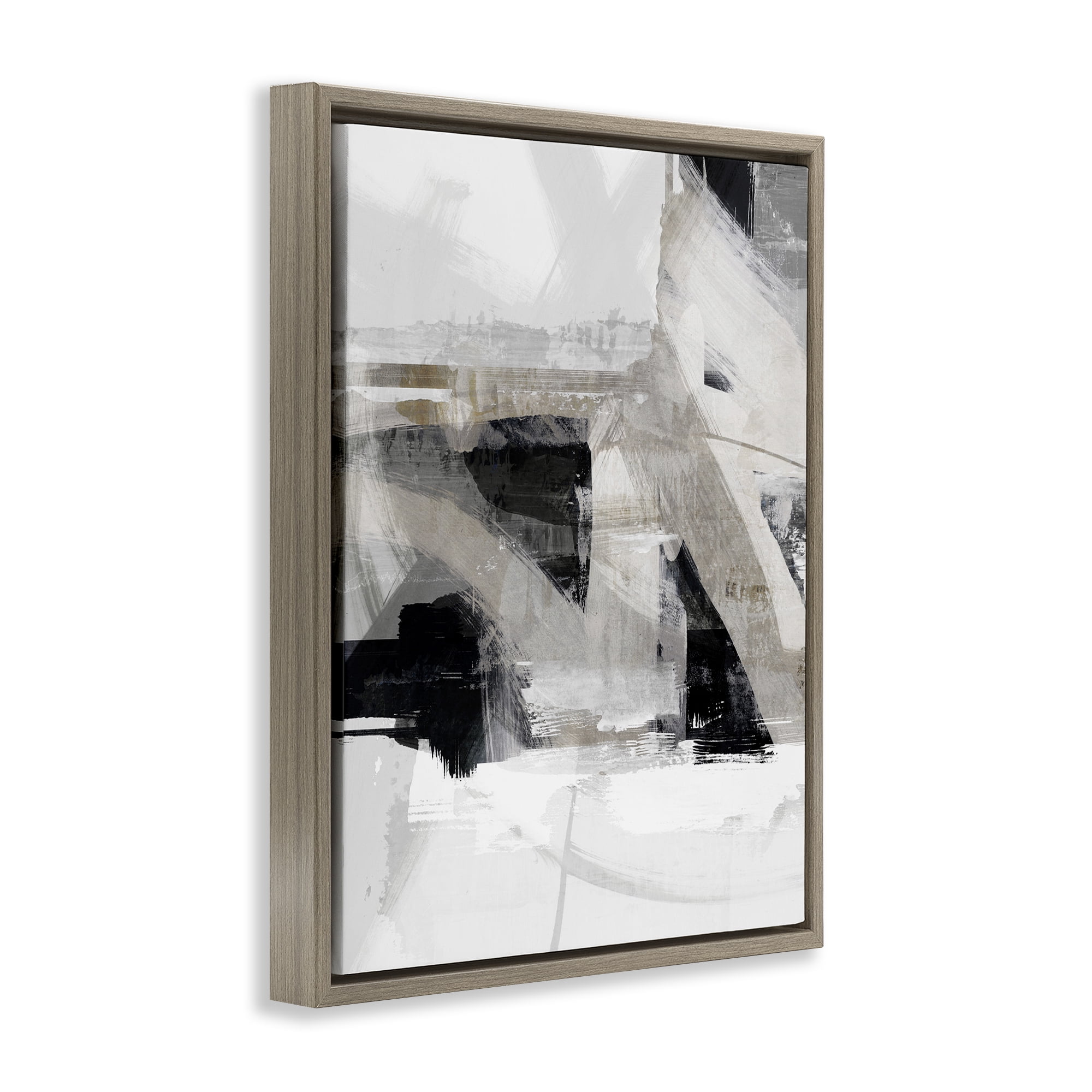 Stupell Industries Urban Industrial Complex Abstract Painting Brown Floater Framed Canvas Art Print Wall Art, 17 x 21