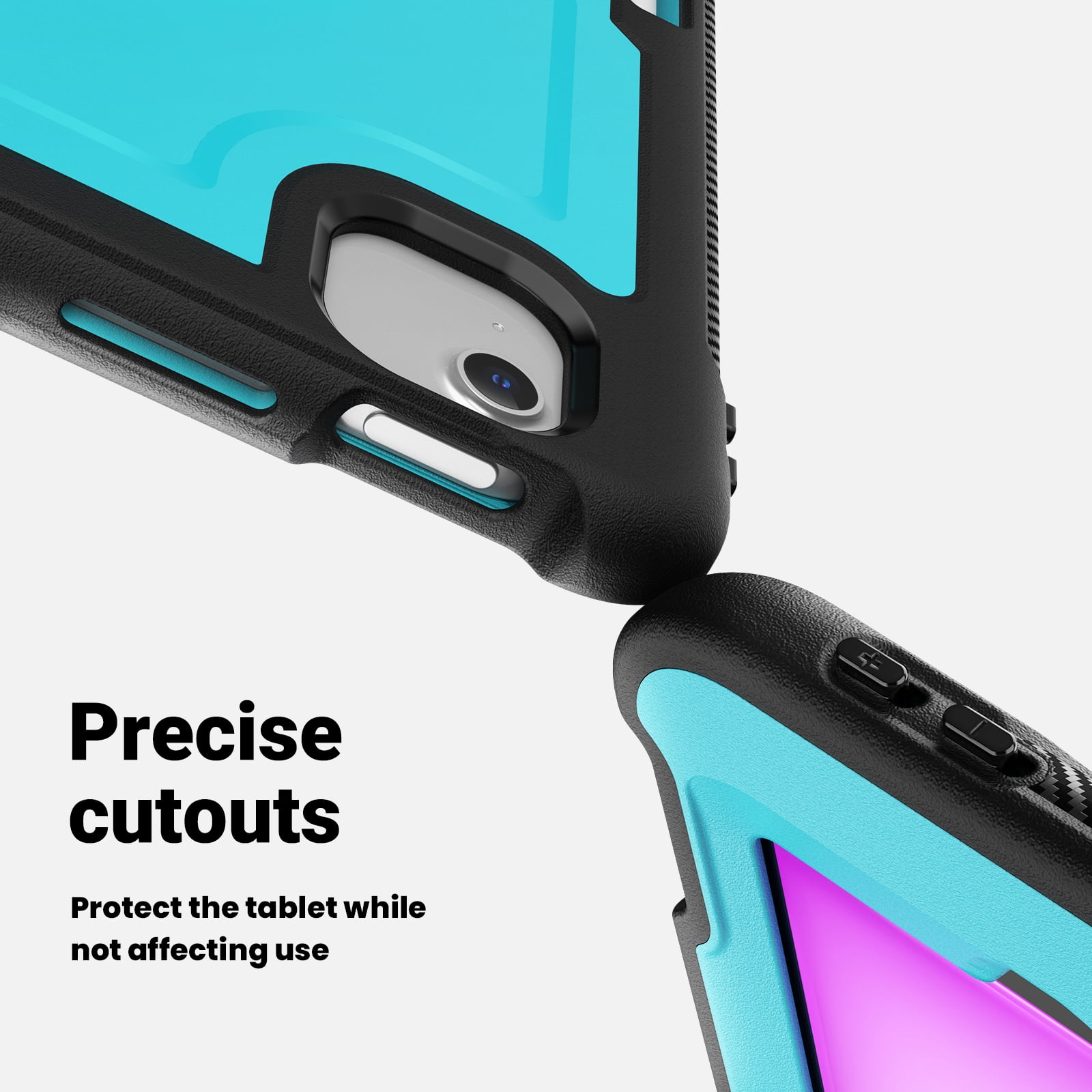 ELEHOLD Case for Apple iPad Air 13 (2024),Soft TPU Rugged Durable Case with 360° Rotating Hand Strap & Foldable Hidden Stand & Pencil Holder,Lightblue