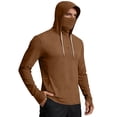 thumbnail image 2 of BRANROY Long Sleeve Fishing Shirt for Men - UPF 50+ Sun Protection Hoodie with Face Mask Ice Silk Lightweight Breathable Hiking Pullover,Brown M, 2 of 5