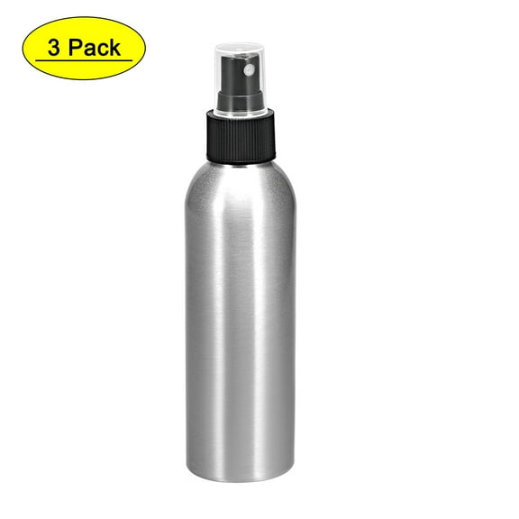Uxcell 5oz/150ml Aluminium Spray Bottle with Black Mist Sprayer 3 Pack