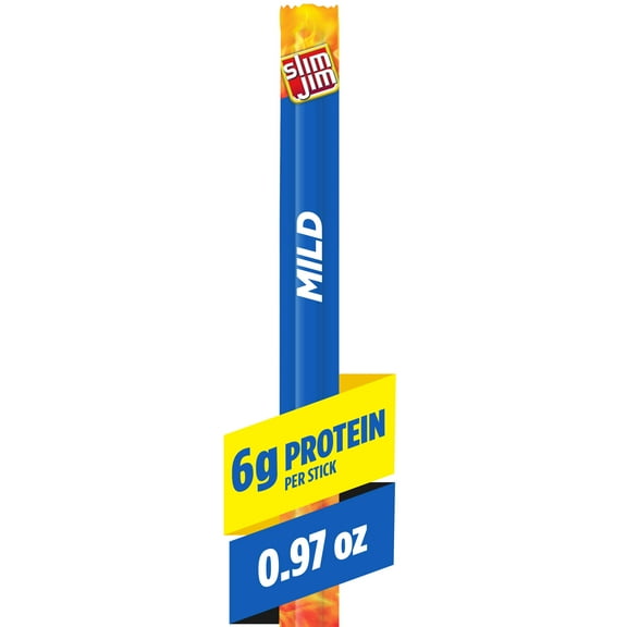 Slim Jim Giant Smoked Meat Sticks, Mild Flavor, 6g Protein Per Stick, 0.97 oz.