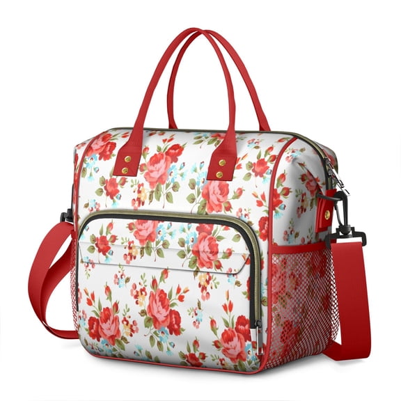 Pioneer Flower Floral Print Pattern Womens Lunch Box for Work,Insulated Large Lunch Bag for Tween and Teen,Loncheras Para Mujer,Leakproof Adult Lunch Bag for Work,Beach,Travel,Picnic,Camping