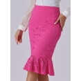 thumbnail image 2 of DARING DIVA Women's Lace Knee Length Bodycon Fishtail Skirt S Hot Pink, 2 of 6