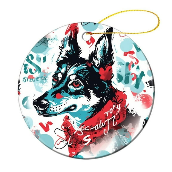 Christmas Ceramic Ornament Dog Lover Gifts Christmas Decoration Keepsake Ornament Dog Pet Graphic Holiday Ornament for Home Christmas Tree Decor Gifts for Women Men On Christmas