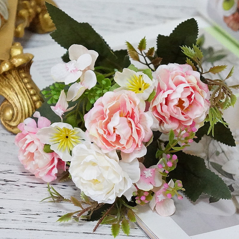 Fake Silk Hydrangea Peony Flower Wedding Bouquet Home Decor Photography Prop 