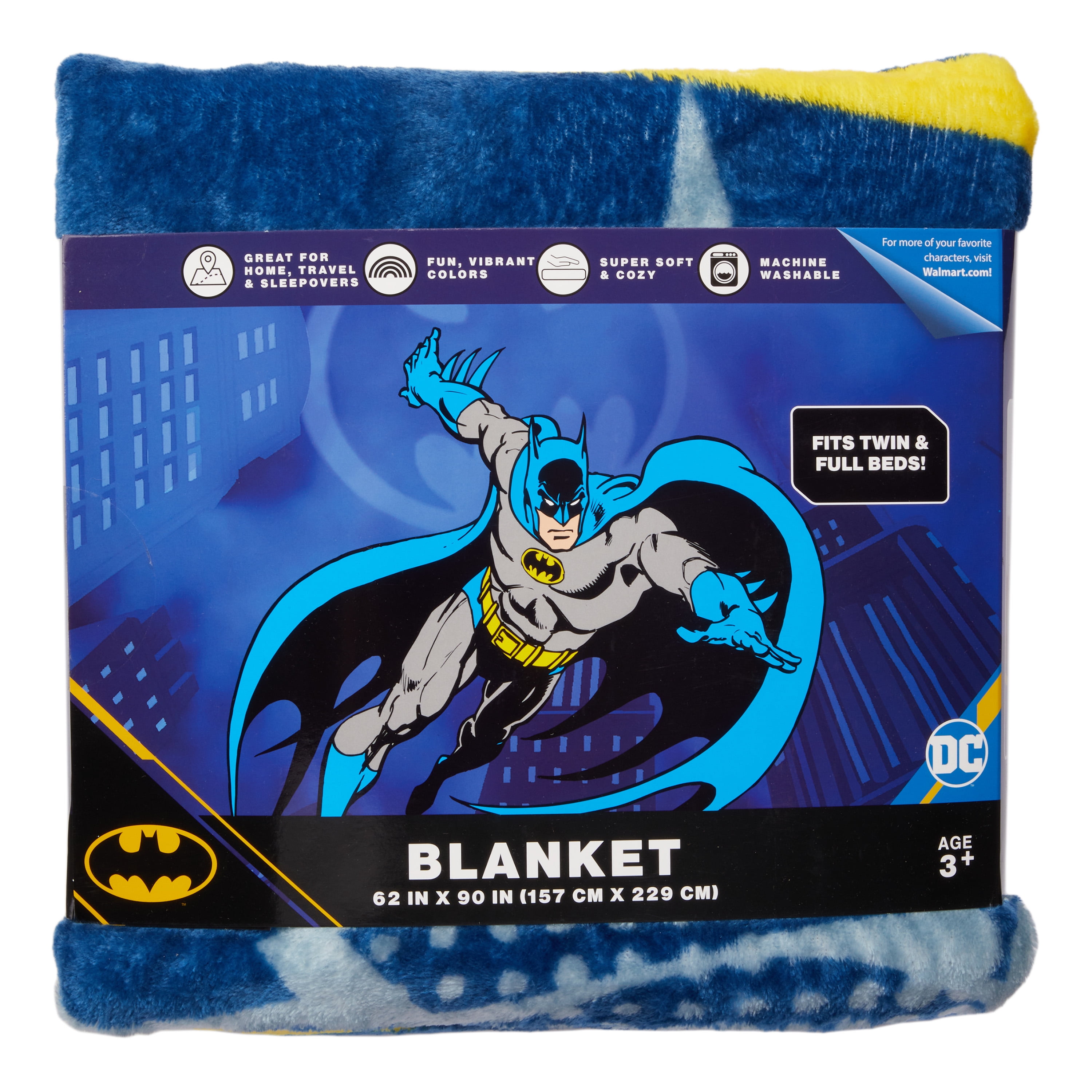 Batman Kids Plush Blanket Twin Full Size 62 x90