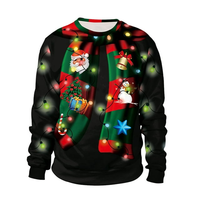 Vêtements de Noël Hauts Décontractés Amples Chandail à Manches Longues Col Rond