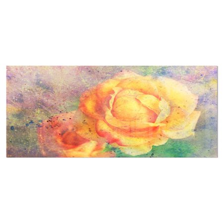 DESIGN ART Designart 'Yellow Rose Watercolor' Floral Metal Wall Art