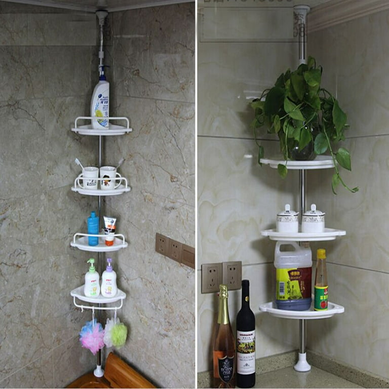 Plastic Shower Caddy Corner Shelf Bathroom Pole Rack Basket