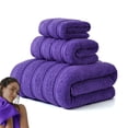 thumbnail image 1 of Toalla De Baño Juego de 3 toallas de baño de fibra superfina,suaves y absorbentes para ducha y spa (morado). Rkxzt, 1 of 9
